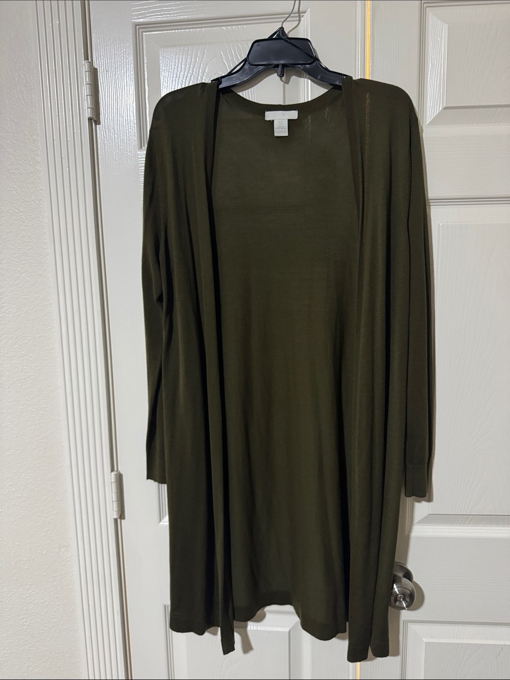 Olive Green Long Open Cardigan